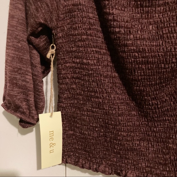 Hacci Smocked Square Neck Crop Top Blouse Wine Burgundy XL 2X 3X - Picture 9 of 15